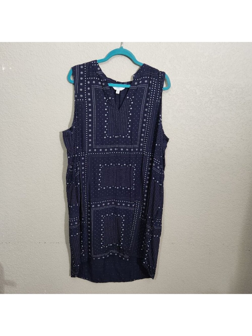 Time And Tru Navy Sleeveless Tunic Dress XXXL 22 Bandana Print Lightweight